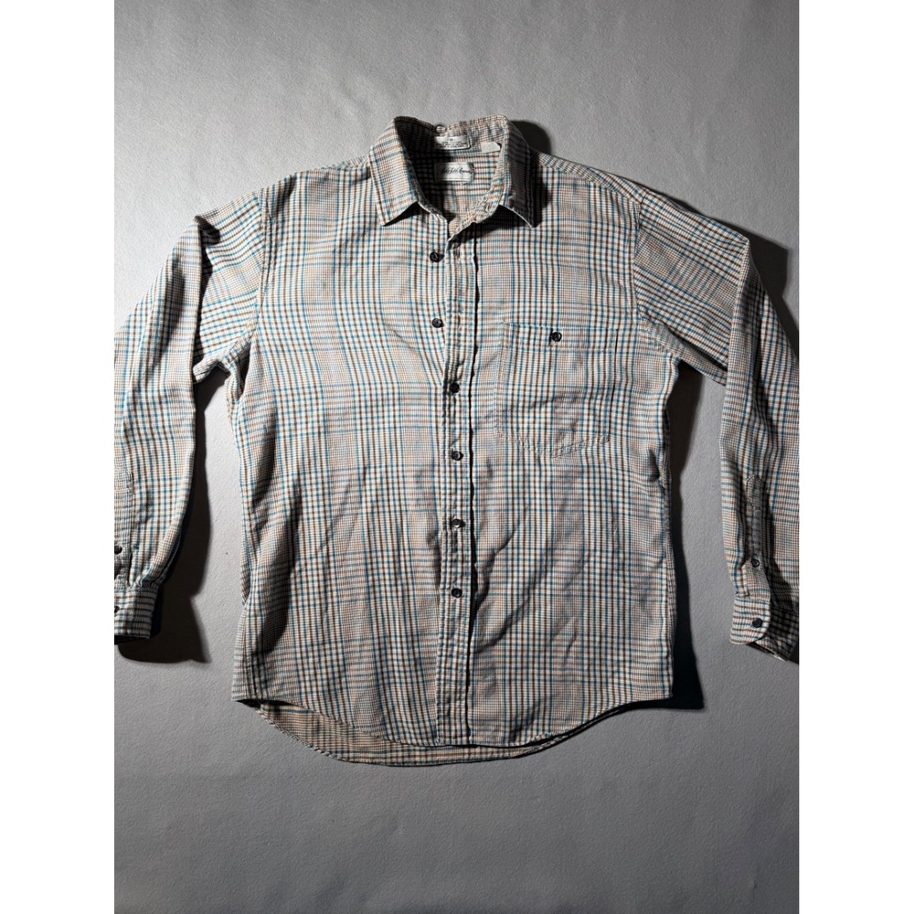 Vintage Saks Fifth Avenue Plaid Button Down Shirt Mens Medium Single Needle